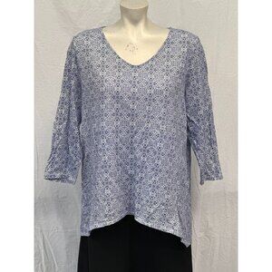 Chicos the Ultimate Tee Womens Paisley Print‎ High Lo Hem Size 2 3/4 Sleeve